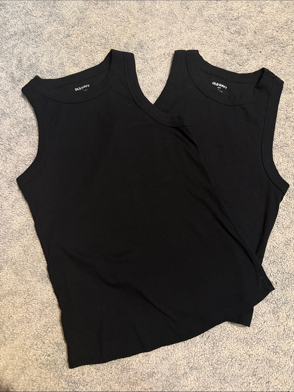Old Navy Black Ribbed Tank Tops - Set of 2